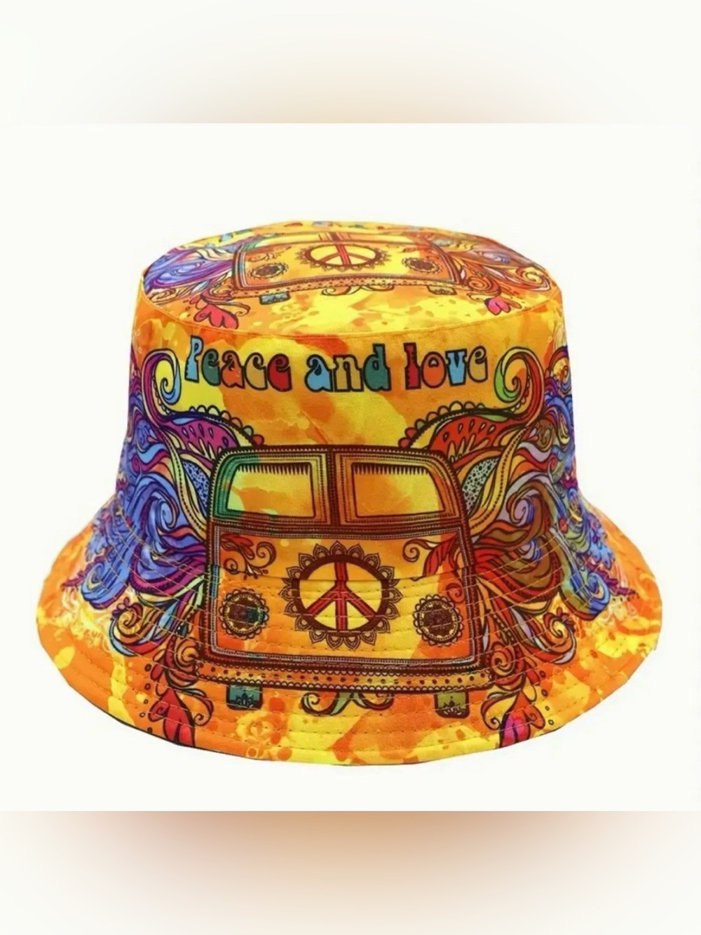 Peace and Love Bohemian Festival Bucket Hat New